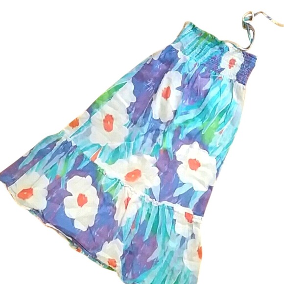 Old Navy Girls Floral Watercolor Smocked‎ Halter Dress Size 8 - Picture 1 of 6